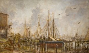 Et skibsværft, Shoreham, Sussex, 1926. af Philip Wilson Steer