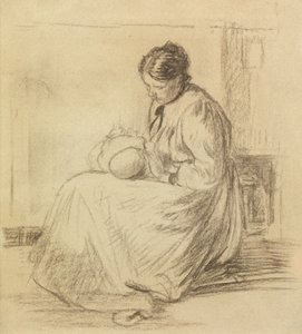 Mor og barn (kridt) af Philip Wilson Steer