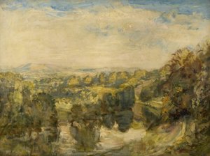 Teme-floden, aften, nær Ludlow - Clee Hills i det fjerne af Philip Wilson Steer