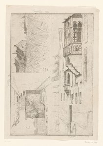 Hvedemark med huse og to udsigter til huse i en by Et Blight hul; Champ de Blé / Rue Haute / Etude de la bretêche de l