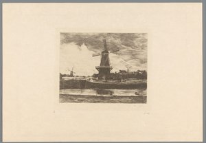 Landskab med kanal og vindmøller Le Moulin (original titel) Jacob Maris. Tolv landskaber (serietitel)