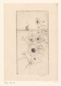 Solsikker til et englandskab med heste og mølle Eutude de tournesols (original titel)