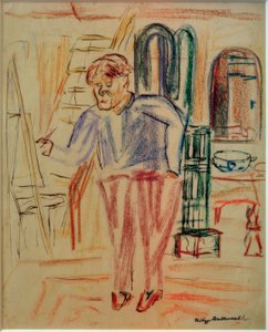 Kirchner foran staffeliet i sit atelier af Philipp Bauknecht