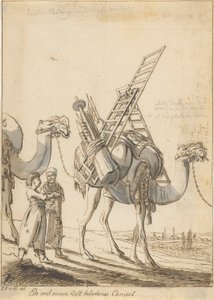 A Cameel Loaded with a Tent (Man with a Tent-Shop Camel) af Philipp Ferdinand von Gudenus
