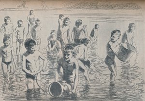 Drenge bader, c1911 af Philipp Franck