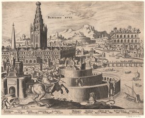 Die Mauern von Babylon fra serien Verdens ottende vidundere efter Maarten van Heemskerck, 1572 af Philipp Galle