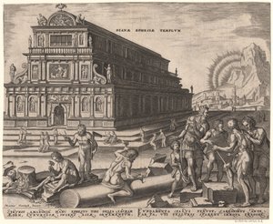 Dianatemplet i Efesos fra serien Verdens ottende vidundere efter Maarten van Heemskerck, 1572 af Philipp Galle