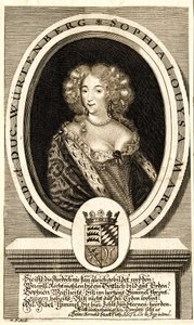 Portræt af Sophie Louise af Württemberg-Stuttgart 1642-1702, Margravine..., ca. 1680. af Philipp Kilian