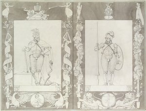 Charlemagne (742-814) og Heymon, 1804-5 (pen, blæk og vask på papir) af Philipp Otto Runge