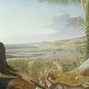 Kristusbarn og landskab fra Rest on the Flight into Egypt, 1805-06 (detalje fra 141645) af Philipp Otto Runge