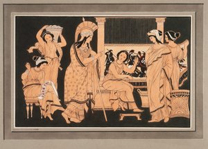 Athena bei der mit Webereien beschäftigten Penelope af Philipp Veit