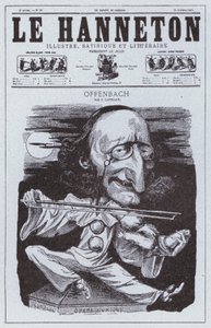 Karikatur af den tyskfødte franske komponist Jacques Offenbach (litho) af Philippe Auguste Cattelain
