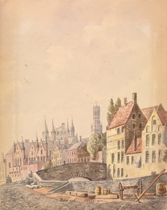 Brugge (akvarel på papir) af Philippe Auguste de Peellaert