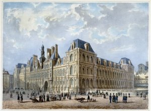 Rådhuset - i ""Walk in Paris og dens omgivelser"", designet af Jacottet og Benoist, ca. 1840 af Philippe Benoist