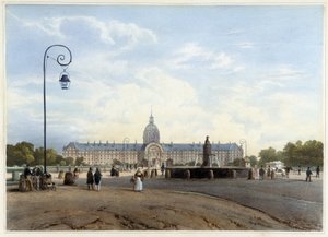 Hôtel des Invalides set fra Champ de Mars - i ""Gå i Paris og omegn"", af Jacottet og Benoist, red. Gihaut af Philippe Benoist