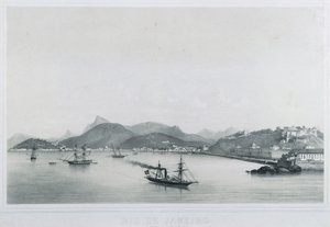 Nine panoramic views of Rio de Janeiro: As Praias Santa. Luzia a Gloria, 1862dani af Philippe Benoist