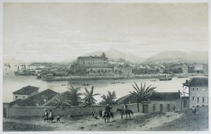 Nine panoramic views of Rio de Janeiro: Da Ilha das Cobras, 1862dani af Philippe Benoist