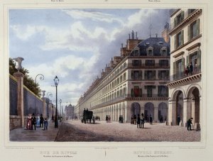 Rue de Rivoli - i ""Gå i Paris og dens omgivelser"", af Jacottet og Benoist, red. Gihaut af Philippe Benoist
