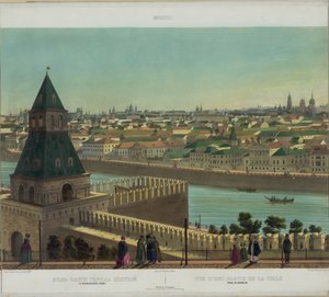 Udsigt over Zamoskvorechye fra Kreml-muren fra en panoramaudsigt over Moskva i 10 dele, ca 1848 af Philippe Benoist