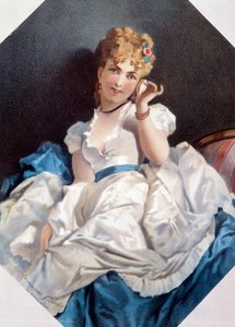 Kvinden i skallen Litografi af Philippe Jacques Linder (1835-?). 1800-tallets privatsamling