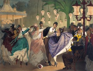 Vals på Bal Mabille (farve litho)