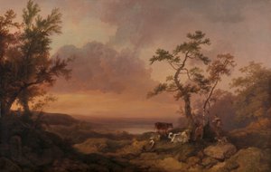 Landskab med Kvæg og Bonde af Philippe Jacques de Loutherbourg