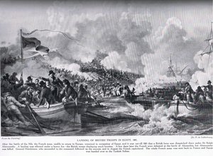Landingen af britiske tropper i Egypten i 1801, illustration fra 