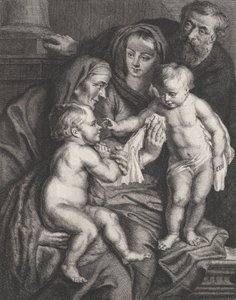 Den hellige familie med Saint Elizabeth og spædbarnet Saint John the Baptist, ca. 1615-75. af Philippe Joseph Tassaert