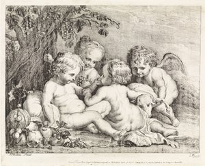 Kristus, Johannes Døberen og to putti
