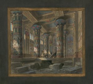 Scenografi af Philippe Chaperon til operaen Aida af Giuseppe Verdi (1813-1901): Isis tempel