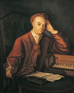 Tyskland, Sachsen-Anhalt, Halle, Portræt af den tyske komponist Georg Friedrich Händel (1685 - 1759) af Philippe Mercier
