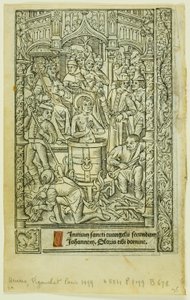 The Martyrium of Saint John the Evangelist (recto) og December Calendar (verso), fra Book of Hours af Philippe Pigouchet