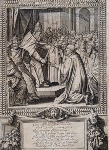 Board of Statutes of the Order of Malta "" Statuta Hospitalis Hervsalem"" (blødgøring af en ridder af en pave), af Philippe Thomassin, slutningen af det 16. århundrede