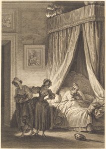 De tre sladders væddemål: Tjeneren af Philippe Triere and Antoine Jean Duclos after Jean Honoré Fragonard