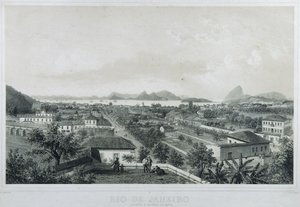 Ni panoramaudsigt over Rio de Janeiro: Catette og indgangen til Barra af Philippe and Ciceri Eugene Benoist