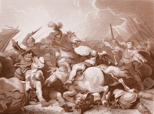 Battle of Bosworth Field, indgraveret af A.H. Payne (litho)