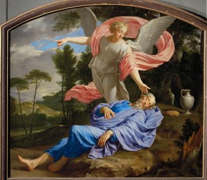 Elias sover (olie på lærred) af Philippe de Champaigne