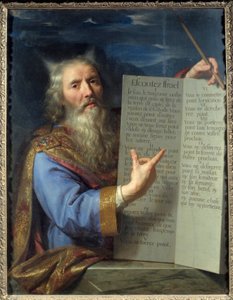 Moses og lovens tabeller. Maleri af Philippe De Champaigne (1602-1674) Ec. Flam. af Philippe de Champaigne