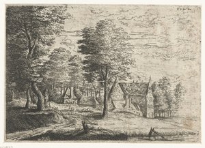 Landskab med en hyrde og hans flok Tre landskaber (serietitel) af Philips Augustijn Immenraet