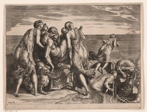 Fæacerne fører den sovende Odysseus til Ithaka af Philips Galle (attributed to)