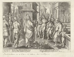 Paulus forkynder Kristi lære i Rom Apostlenes Gerninger (serietitel) Acta Apostolorum (serietitel) af Philips Galle (possibly)