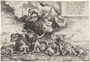 Apollo og Diana dræber Niobes børn af Philips Galle