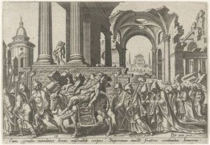 Samsons begravelse The Days of Doom of the Jewish People (serietitel) af Philips Galle
