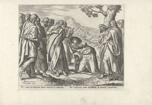 Kristus og den kanaanæiske kvinde Seks scener med Kristus og kvinder fra evangelierne (serietitel) af Philips Galle