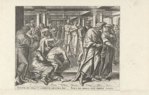 Kristus og kvinden taget i utroskab Seks scener med Kristus og kvinder fra evangelierne (serietitel) af Philips Galle