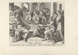 Kristus helbreder en forkrøblet kvinde Seks scener med Kristus og kvinder fra evangelierne (serietitel) af Philips Galle