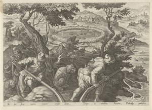 Eendenjacht Jachttaferelen (serietitel) hvor enhver slags jagt, fuglefangst og fiskeri (serietitel) af Philips Galle