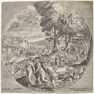Jernalderen Ferreum saeculum (titel på objekt) The Four Eras (serietitel) af Philips Galle