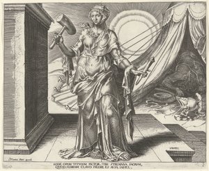 Jael Iahel (titel på objekt) Otte berømte kvinder fra Det Gamle og Nye Testamente (serietitel) af Philips Galle
