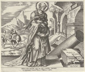 Maria Maria Mater Dei (titel på objekt) Otte berømte kvinder fra Det Gamle og Nye Testamente (serietitel) af Philips Galle